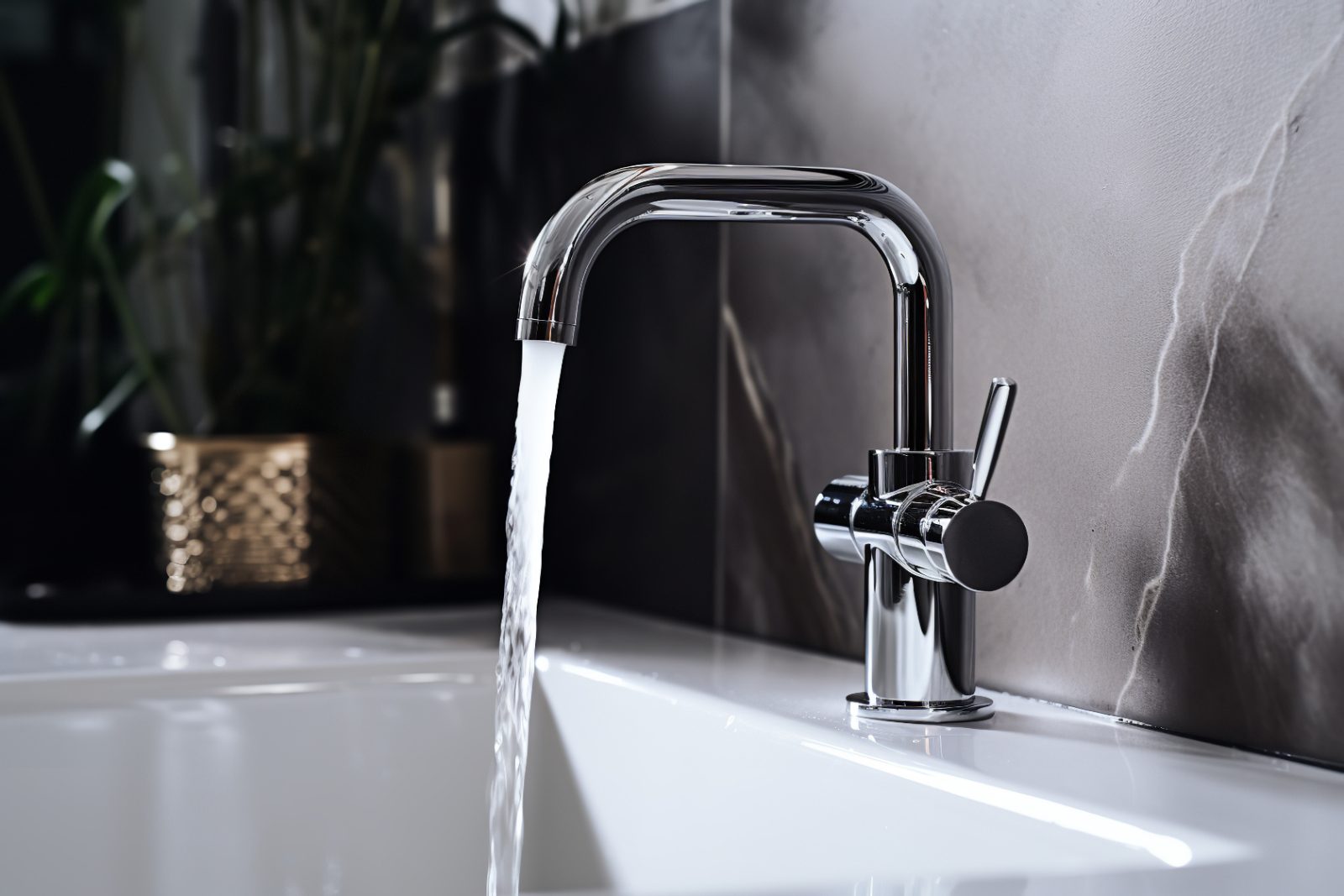 Modern kitchen faucet over a sink